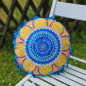 Preview: Rundes Kissen Mandala Blume klein 31cm